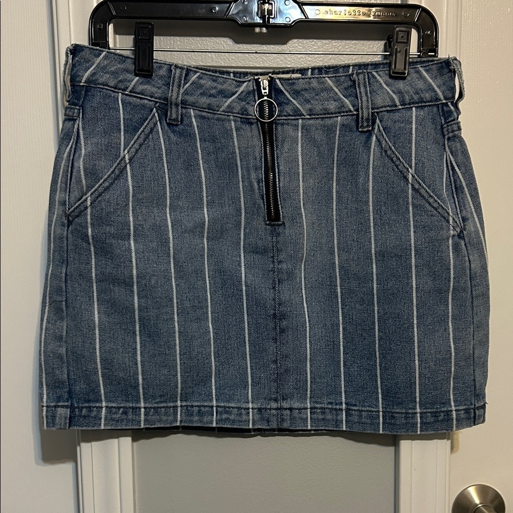 PacSun Blue and White Striped Mini Skirt